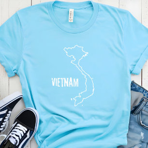 Camiseta Mapa del país de Vietnam Forma de línea fronteriza
