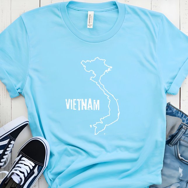 Camiseta Mapa del país de Vietnam Forma de línea fronteriza (Subido por el creador)