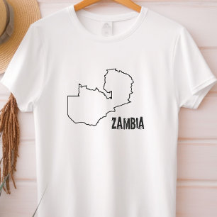 Camiseta Mapa del país de Zambia Línea fronteriza Forma de 