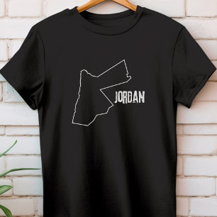 Camiseta Mapa del país jordano forma la frontera nacional j