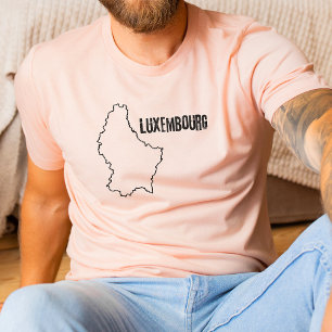 Camiseta Mapa del país luxemburgués Esbozar forma de Luxemb