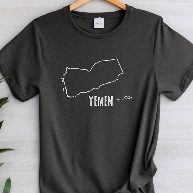 Camiseta Mapa del país Yemén Línea fronteriza Forma de tier (Subido por el creador)