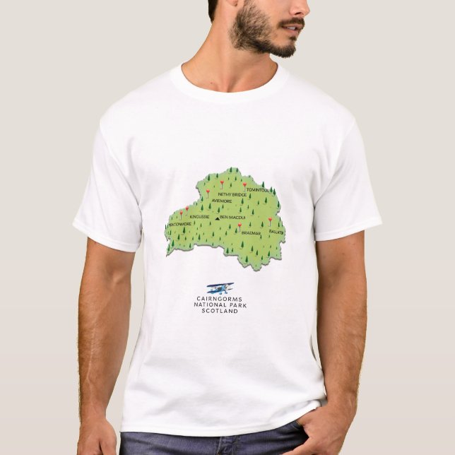 Camiseta Mapa del Parque Nacional de Cairngorms (Anverso)