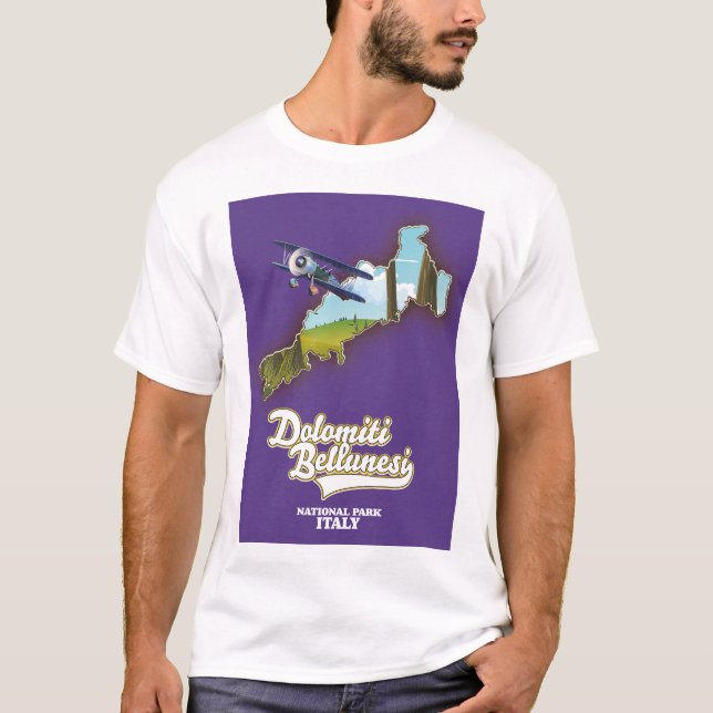 Camiseta mapa del parque nacional de dolomiti bellunesi (Anverso)