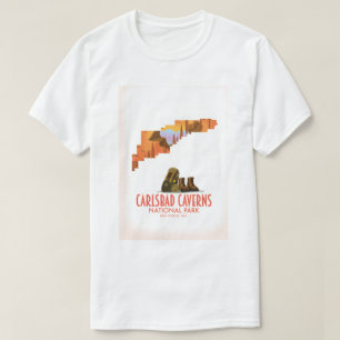 Camiseta mapa del parque nacional de las cavernas de Carlsb