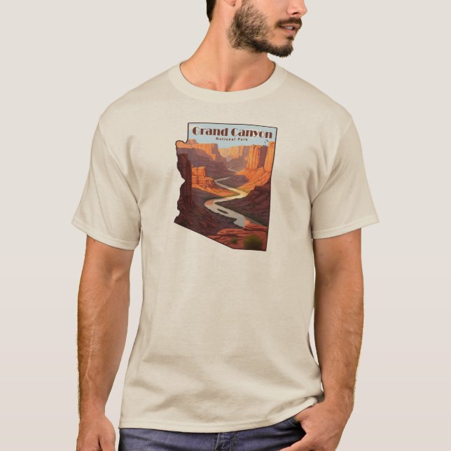Camiseta Mapa del Parque Nacional del Gran Cañón en Arizona (Anverso)