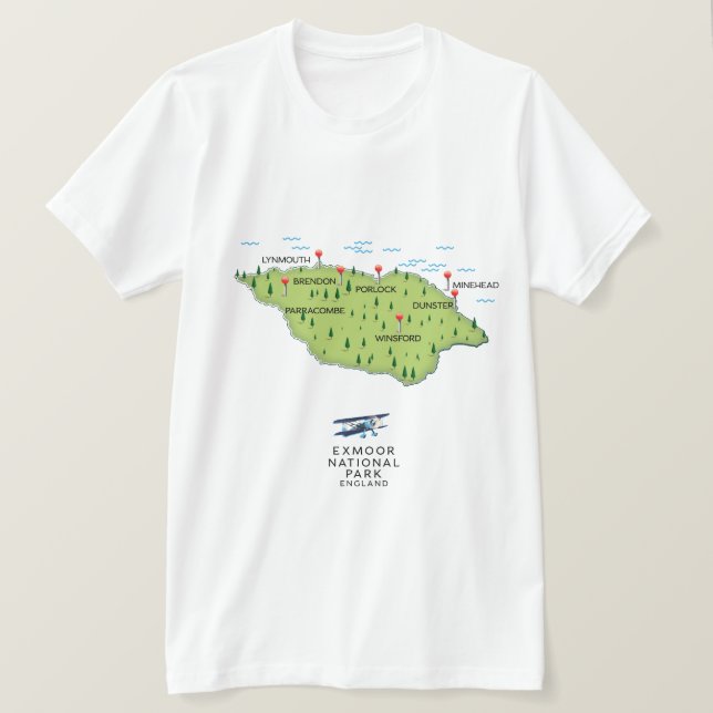Camiseta Mapa del Parque Nacional Exmoor (Anverso del diseño)