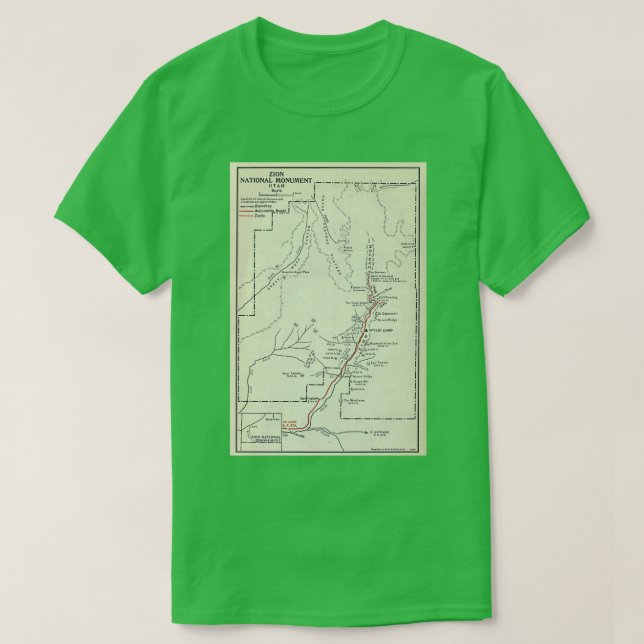 Camiseta Mapa del Parque Nacional Sion de 1920 (Diseño del anverso)
