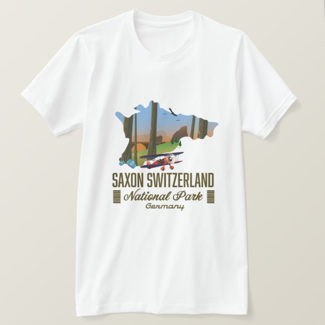 Camiseta Mapa del Parque Nacional Suiza Saxon (Anverso del diseño)