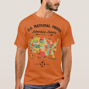 Camiseta Mapa del Parque Nacional Vintage Los 59 Parques Na