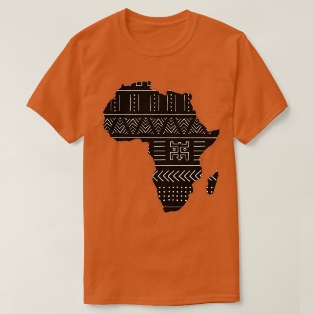 Camiseta Mapa del patrón étnico africano negro y blanco (Diseño del anverso)