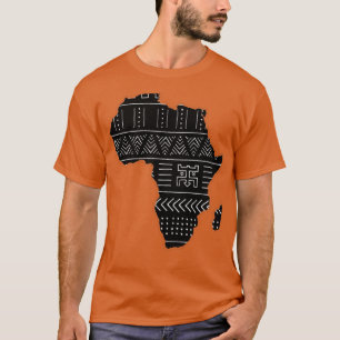 Camiseta Mapa del patrón étnico africano negro y blanco