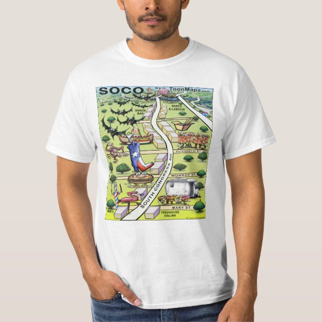 Camiseta Mapa del Personalizado ATX Ave del Congreso Sur (Anverso)