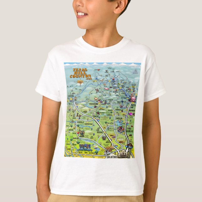 Camiseta Mapa del Personalizado del país en las colinas de  (Anverso)