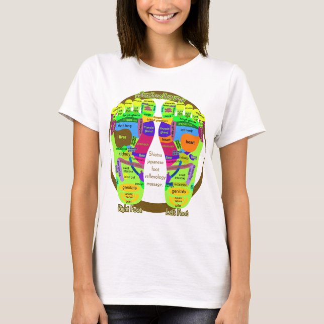 Camiseta mapa del pie del reflexology (Anverso)
