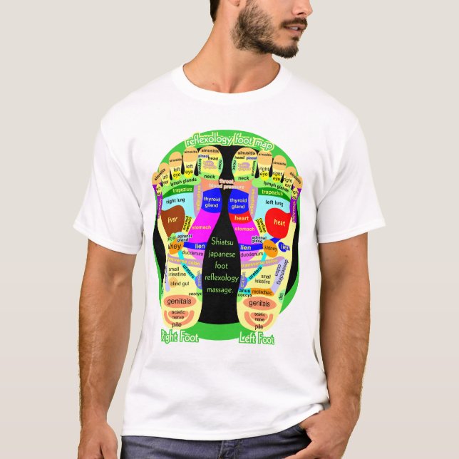 Camiseta mapa del pie del reflexology detrás: lucha Japón (Anverso)