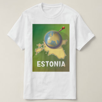 Camiseta Mapa del poster de viajes de Estonia Vintage