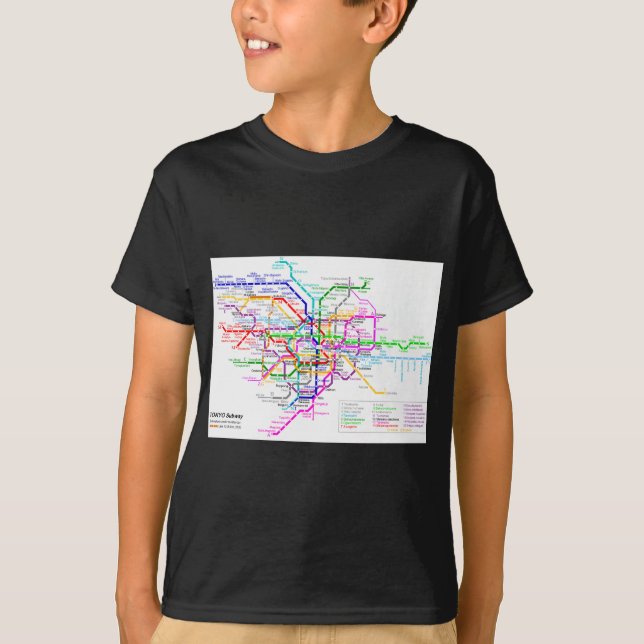Camiseta Mapa del subterráneo de Tokio Japón (Anverso)