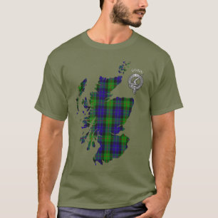 Camiseta Mapa del Tartán del Clan Gunn y Escudo (Latín)