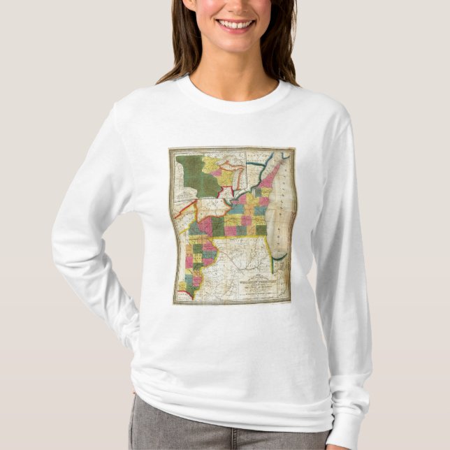 Camiseta Mapa del territorio establecido de Wisconsin (Anverso)