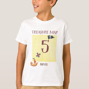 Camiseta Mapa del tesoro pirata de edad de 5 años con nombr