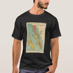 Camiseta Mapa del vintage de Baja California (1899)