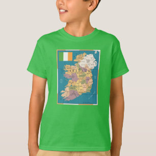 Camiseta Mapa del vintage de Irlanda