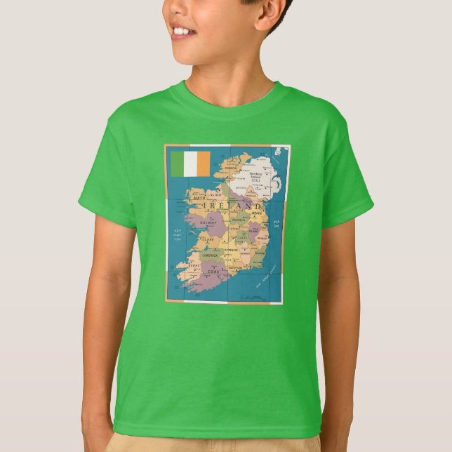 Camiseta Mapa del vintage de Irlanda (Anverso)