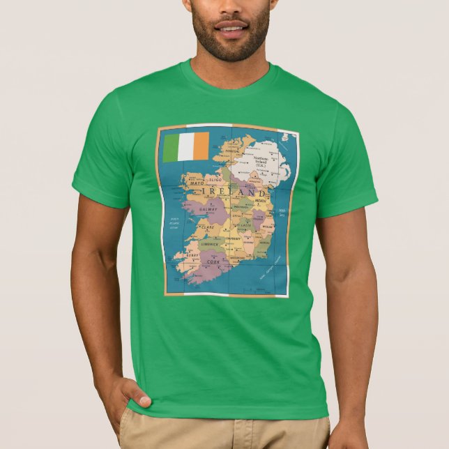 Camiseta Mapa del vintage de Irlanda (Anverso)