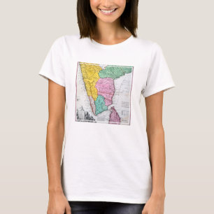 Camiseta Mapa del vintage de la península india el   1733