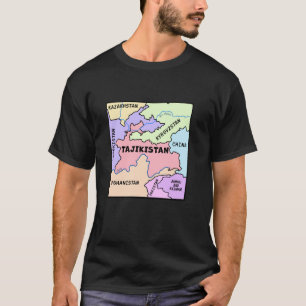 Camiseta mapa dibujado a mano de Tayikistán, nombres de vec