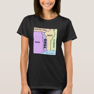 Camiseta mapa dibujado a mano de Togo, nombres del conde ve