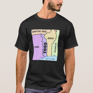 Camiseta mapa dibujado a mano de Togo, nombres del conde ve