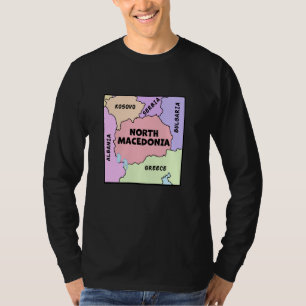 Camiseta Mapa dibujado a mano del Norte de Macedonia, Vecin