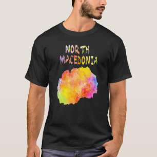 Camiseta Mapa digital de color de agua multicolor en el nor