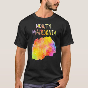 Camiseta Mapa digital de color de agua multicolor en el nor