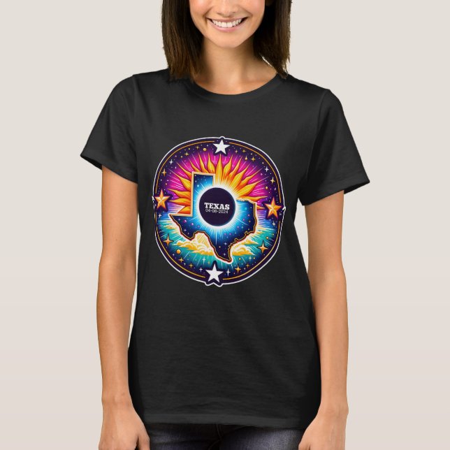 Camiseta Mapa Eclipse solar total 8 de abril de 2024 (Anverso)