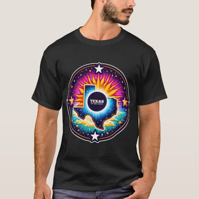 Camiseta Mapa Eclipse solar total 8 de abril de 2024 (Anverso)