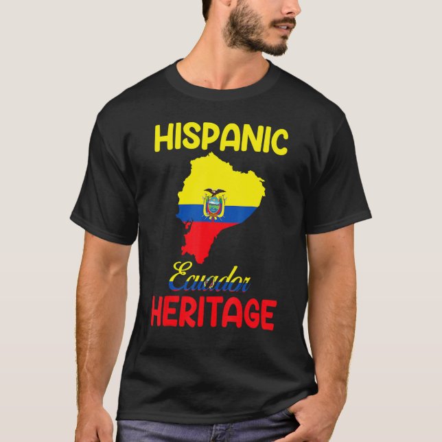 Camiseta Mapa ecuatoriano Bandera Patrimonio hispano Latino (Anverso)