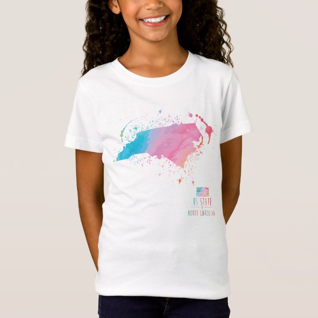 Camiseta Mapa el | Carolina del Norte de la acuarela (Anverso)