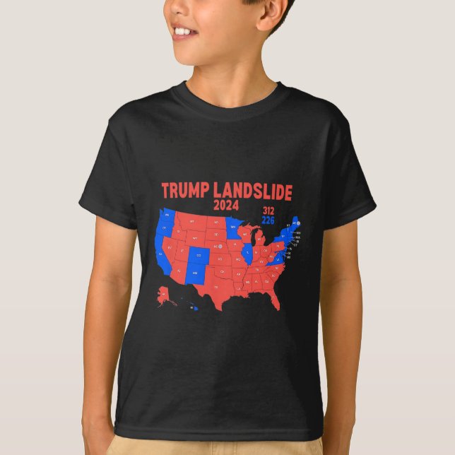 Camiseta Mapa electoral de 2024 deslizamiento de Trump 312 (Anverso)