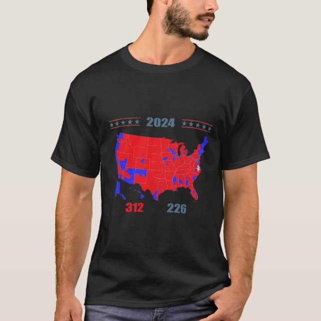 Camiseta Mapa electoral de 2024 Trump 312 Red 2024 (Anverso)