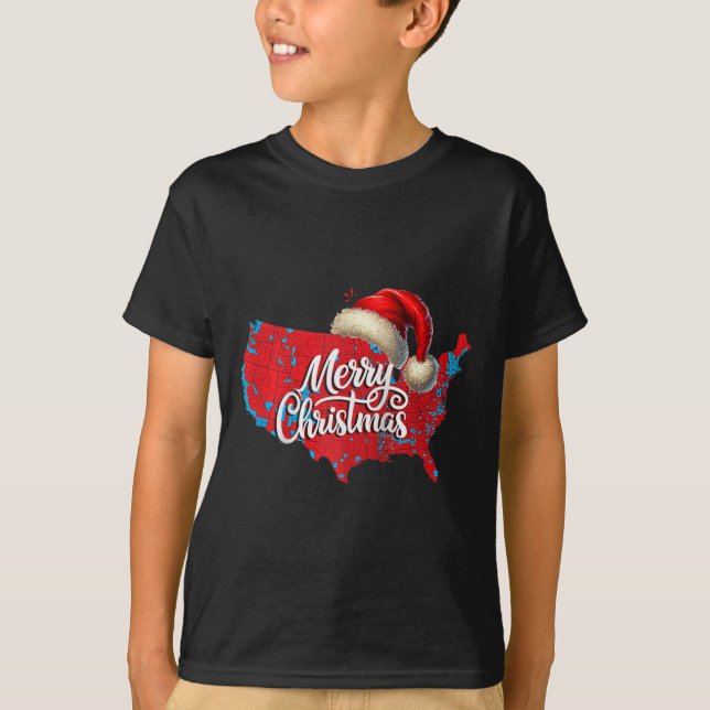 Camiseta Mapa electoral de Trump Feliz Navidad Santa H (Anverso)