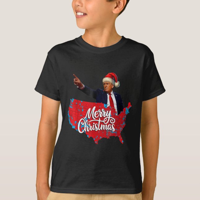 Camiseta Mapa electoral de Trump Feliz Navidad Santa H (Anverso)