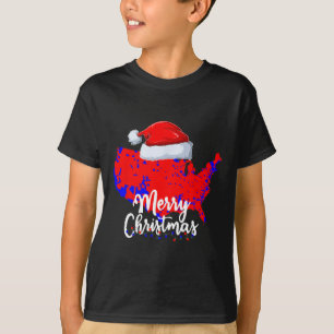 Camiseta Mapa electoral de Trump Feliz Navidad Santa H