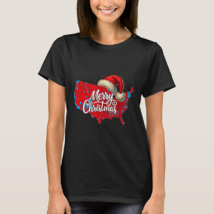 Camiseta Mapa electoral de Trump Feliz Navidad Santa H