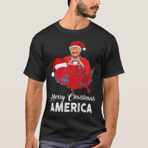 Camiseta Mapa electoral de Trump Feliz Navidad Santa H