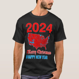 Camiseta Mapa electoral preciso de 2024 Feliz Navidad Feliz
