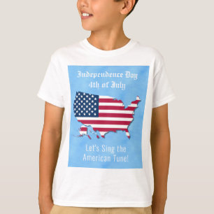Camiseta Mapa estadounidense personalizado, bandera 4 de ju