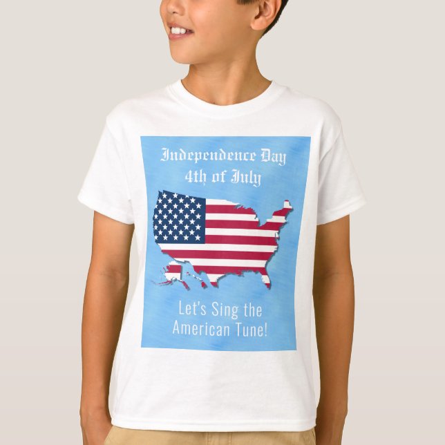 Camiseta Mapa estadounidense personalizado, bandera 4 de ju (Anverso)